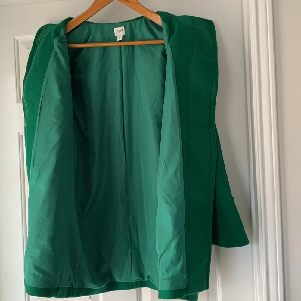 J.Crew Green Wool Blend Mockneck Zip Up Coat - Picture 9 of 16